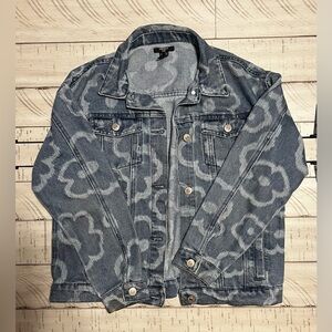 Forever 21 Kids Blue Flower Jean Jacket